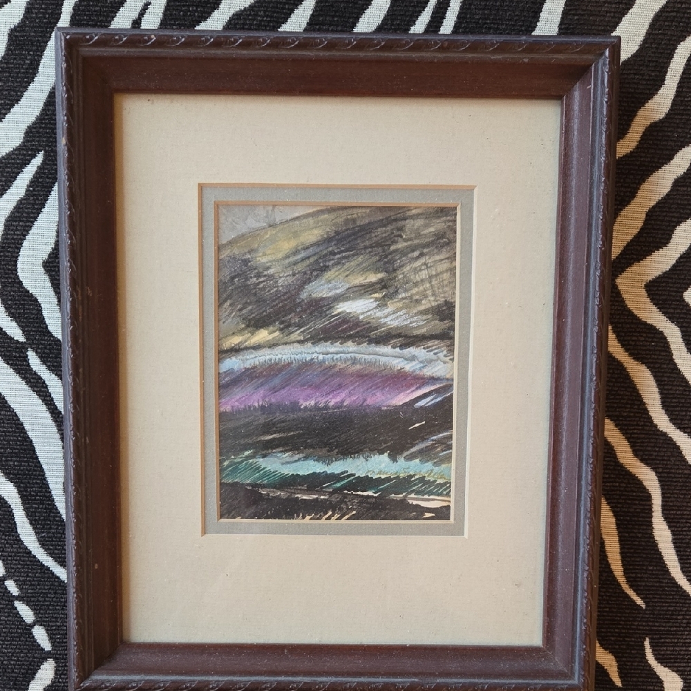 Abstract Framed Art with Brown Frame